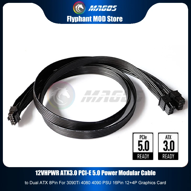 Dual 8Pin To 16Pin 12Vhpwr Cable - Câble d'alimentation modulaire 12V HPWR ATX3.0
