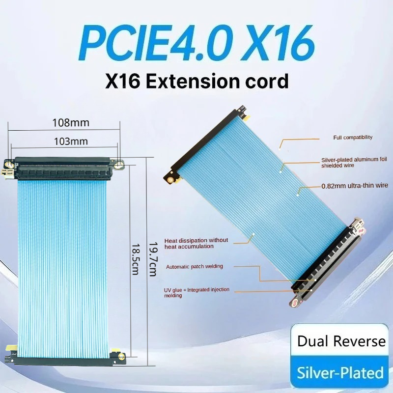 Itx Gpu Riser Pcie 4.0 16X - Câble Riser Pcie 4.0 double inversé,